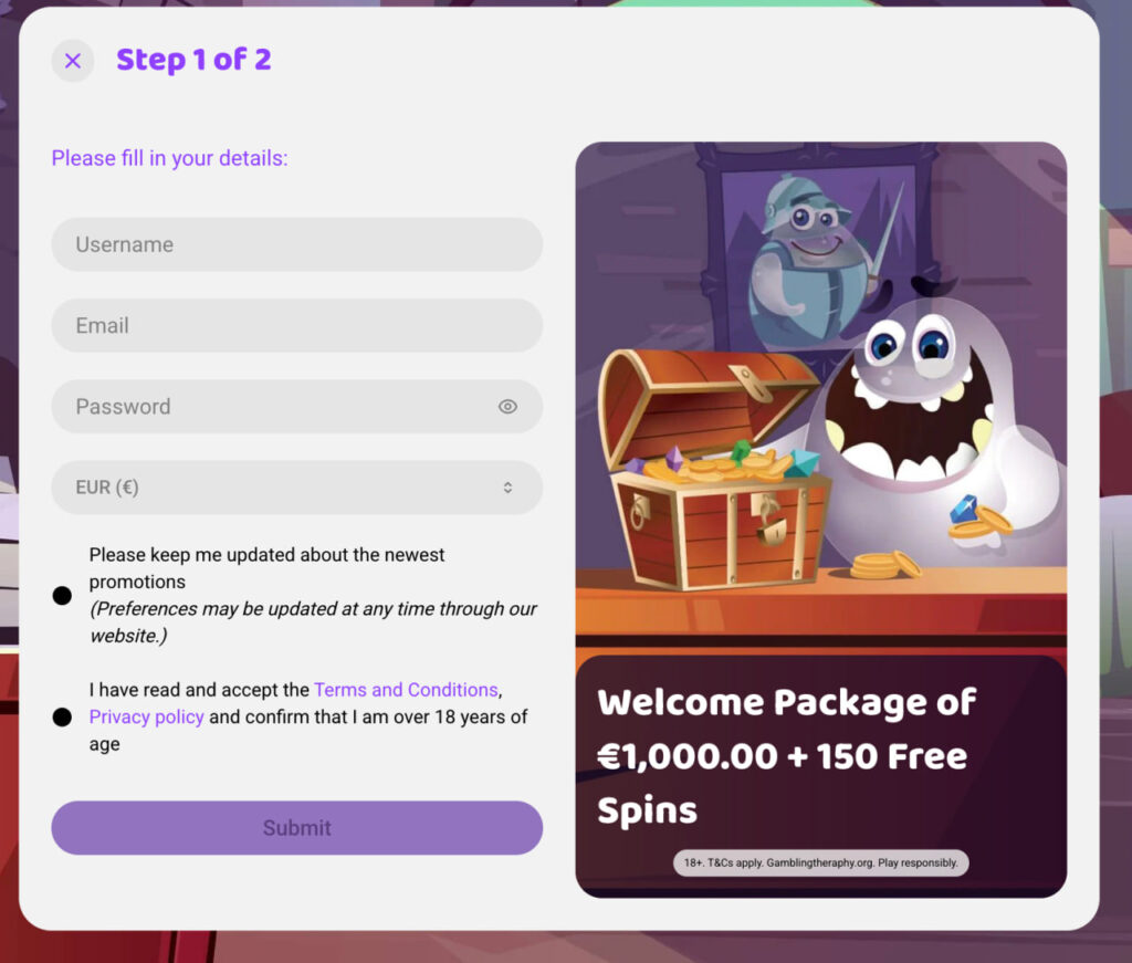 boo casino register